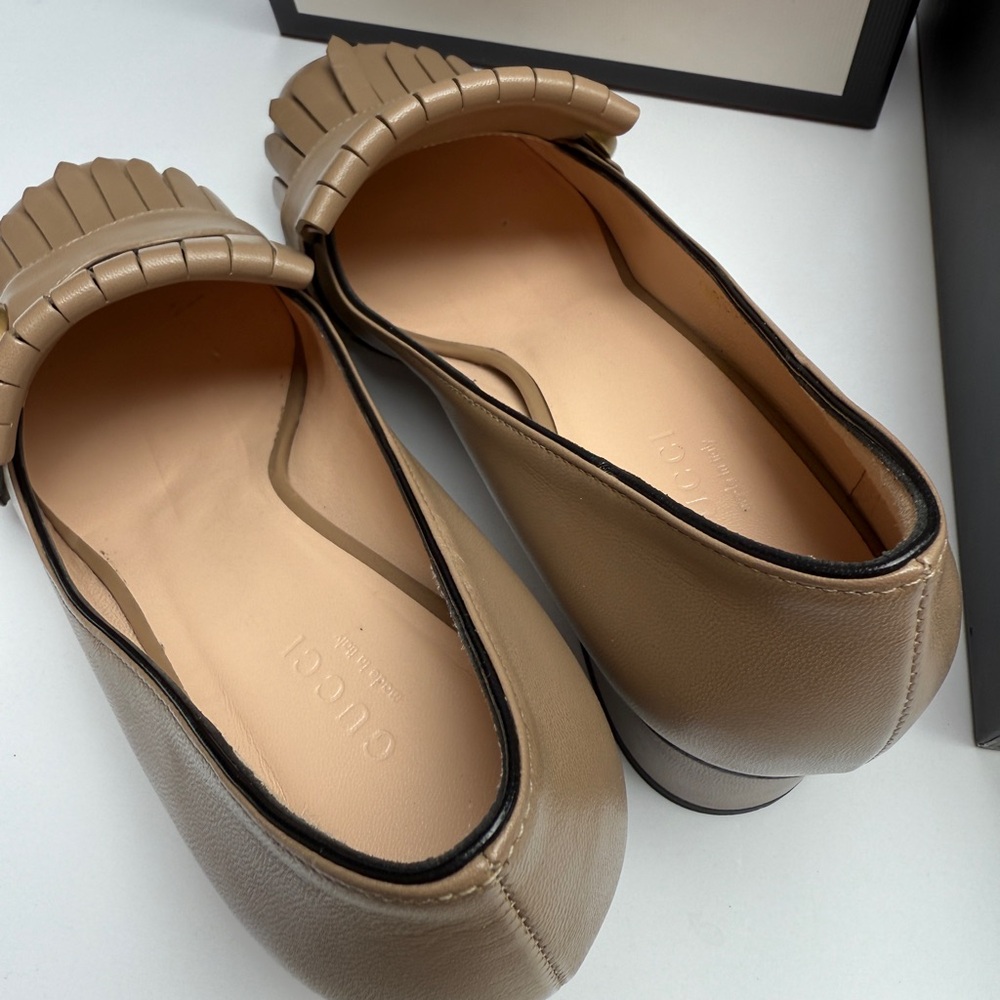 NWT Gucci Malaga Kid GG Marmont Fringe 50mm Loafer Pumps - Picture 6 of 16